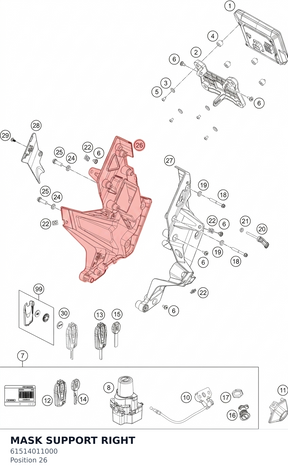 Diagram preview: MASK SUPPORT RIGHT (61514011000)