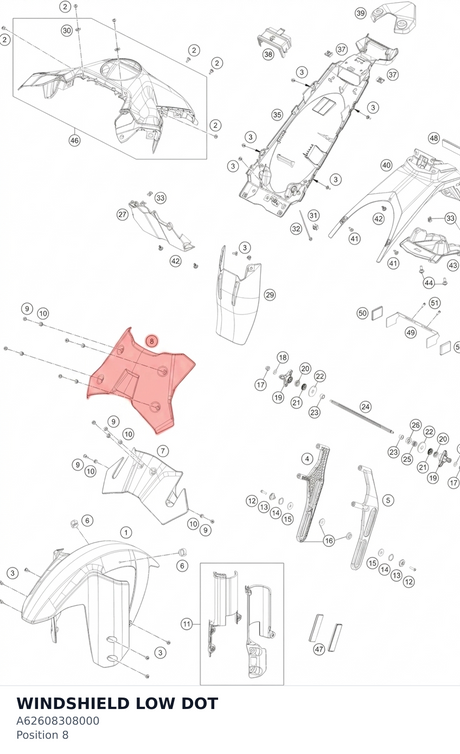 Diagram preview: WINDSHIELD LOW DOT (A62608308000)