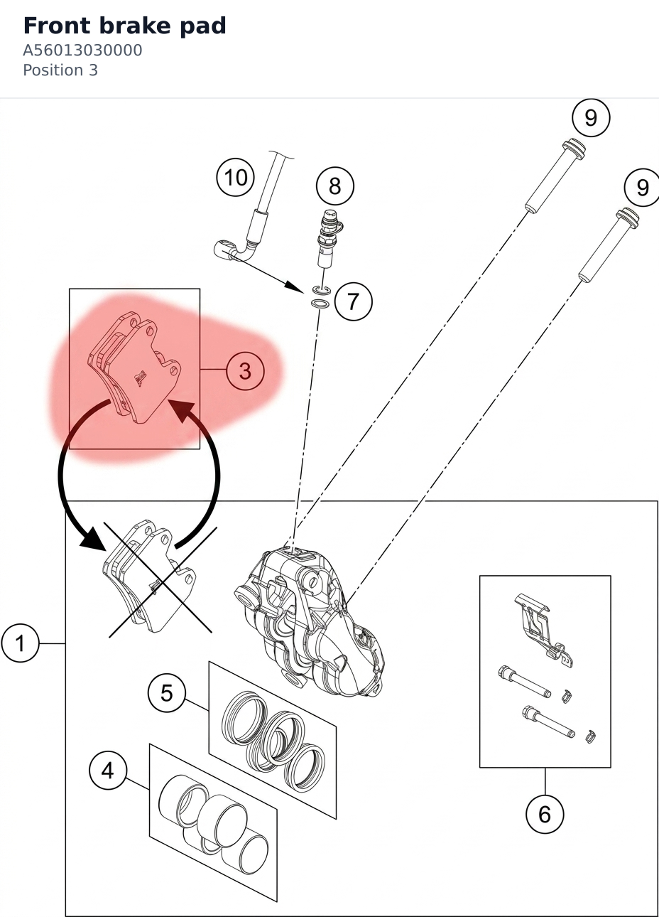 Diagram preview: Front brake pad (A56013030000)