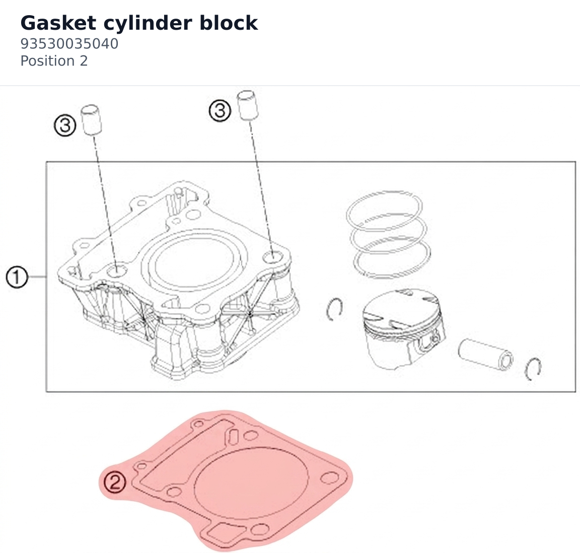 Diagram preview: Gasket cylinder block (93530035040)