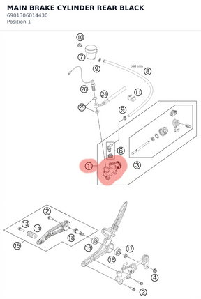 Diagram preview: MAIN BRAKE CYLINDER REAR BLACK (6901306014430)
