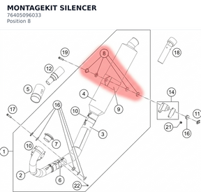 Diagram preview: MONTAGEKIT SILENCER (76405096033)