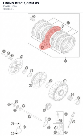 Diagram preview: LINING DISC 3,0MM 05 (77032011000)