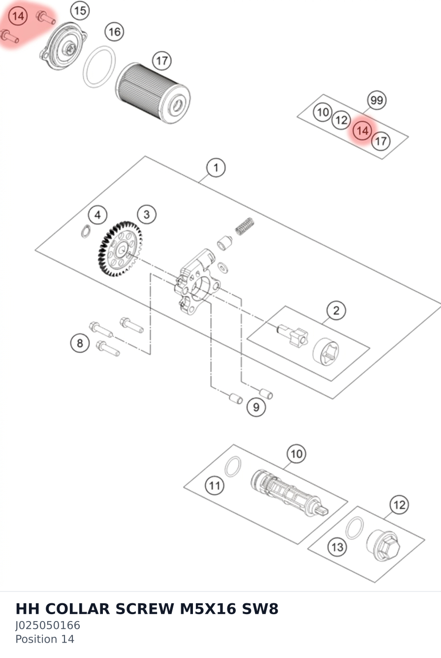 Diagram preview: HH COLLAR SCREW M5X16 SW8 (J025050166)