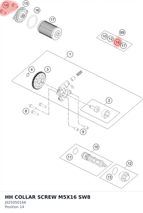 Diagram preview: HH COLLAR SCREW M5X16 SW8 (J025050166)