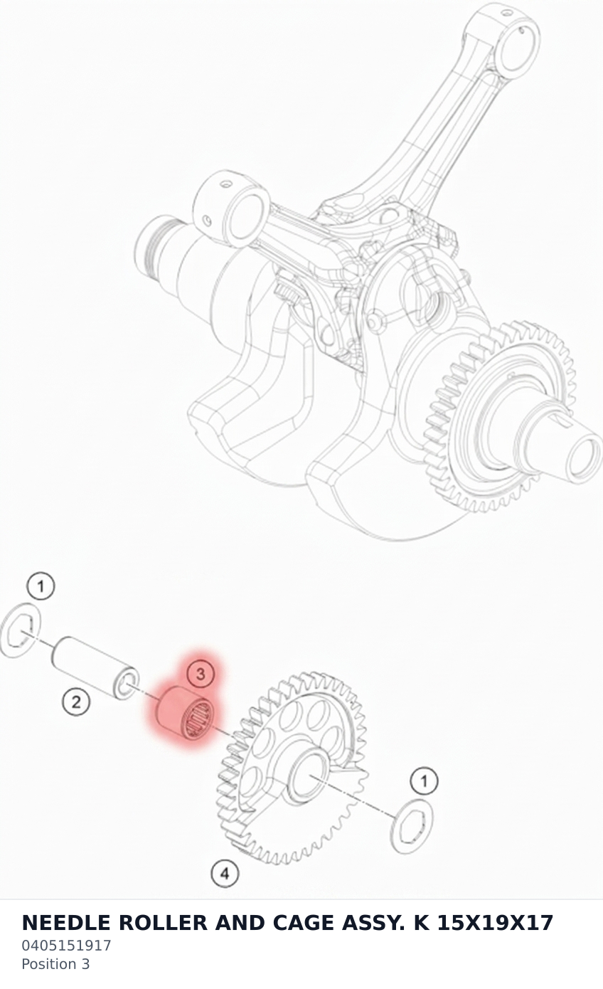 Diagram preview: NEEDLE ROLLER AND CAGE ASSY. K 15X19X17 (0405151917)