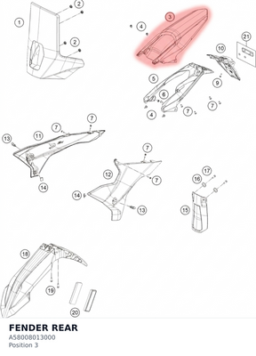 Diagram preview: FENDER REAR (A58008013000)