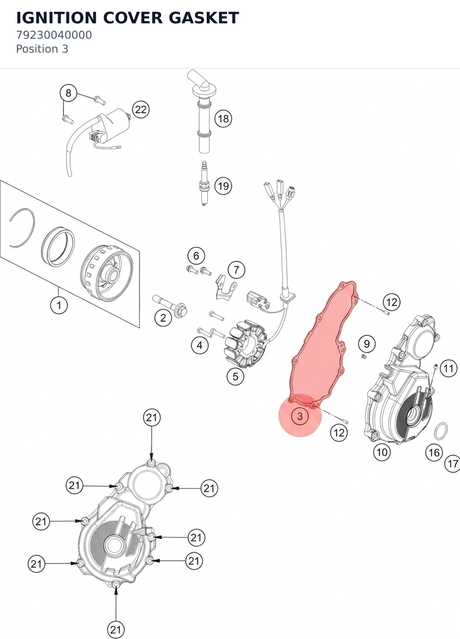 Diagram preview: IGNITION COVER GASKET (79230040000)