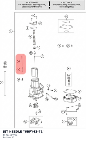 Diagram preview: JET NEEDLE ''6BFY43-71'' (55431134000)