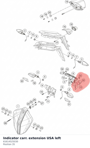 Diagram preview: Indicator carr. extension USA left (61614525030)