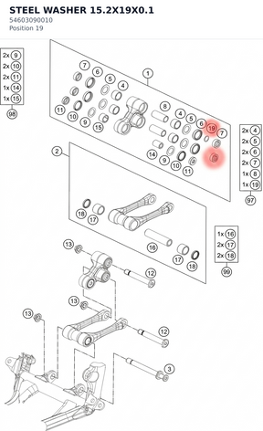 Diagram preview: STEEL WASHER 15.2X19X0.1 (54603090010)