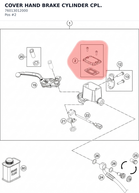 Diagram preview: COVER HAND BRAKE CYLINDER CPL. (76013012000)