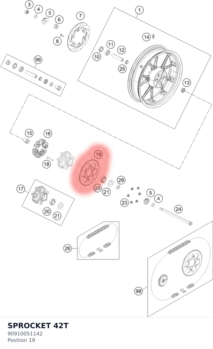 Diagram preview: SPROCKET 42T (90910051142)
