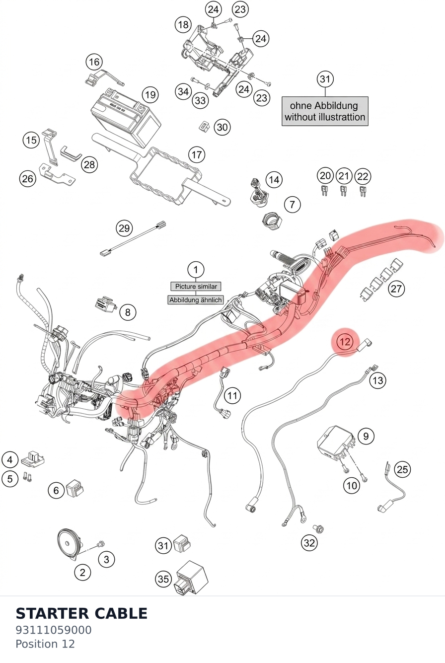 Diagram preview: STARTER CABLE (93111059000)