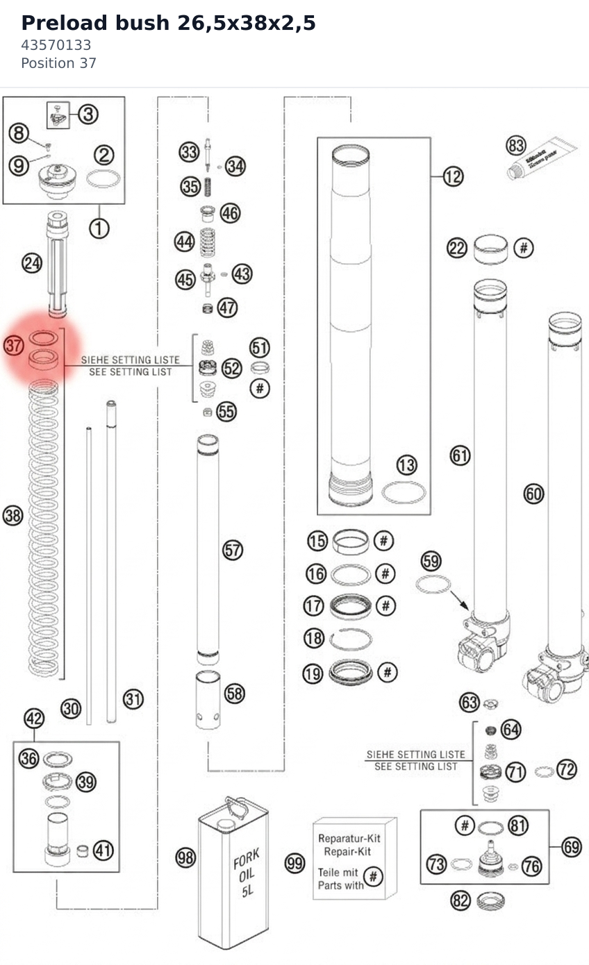 Diagram preview: Preload bush 26,5x38x2,5 (43570133)