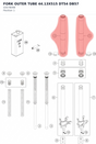 Diagram preview: FORK OUTER TUBE 44.13X515 DT54 DB57 (43578098)