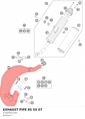 Diagram preview: EXHAUST PIPE 85 SX          07 (47005007100)