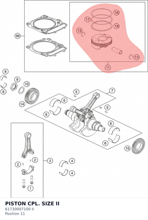 Diagram preview: PISTON CPL. SIZE II (61730007100 II)