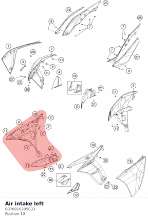Diagram preview: Air intake left (6070810205033)