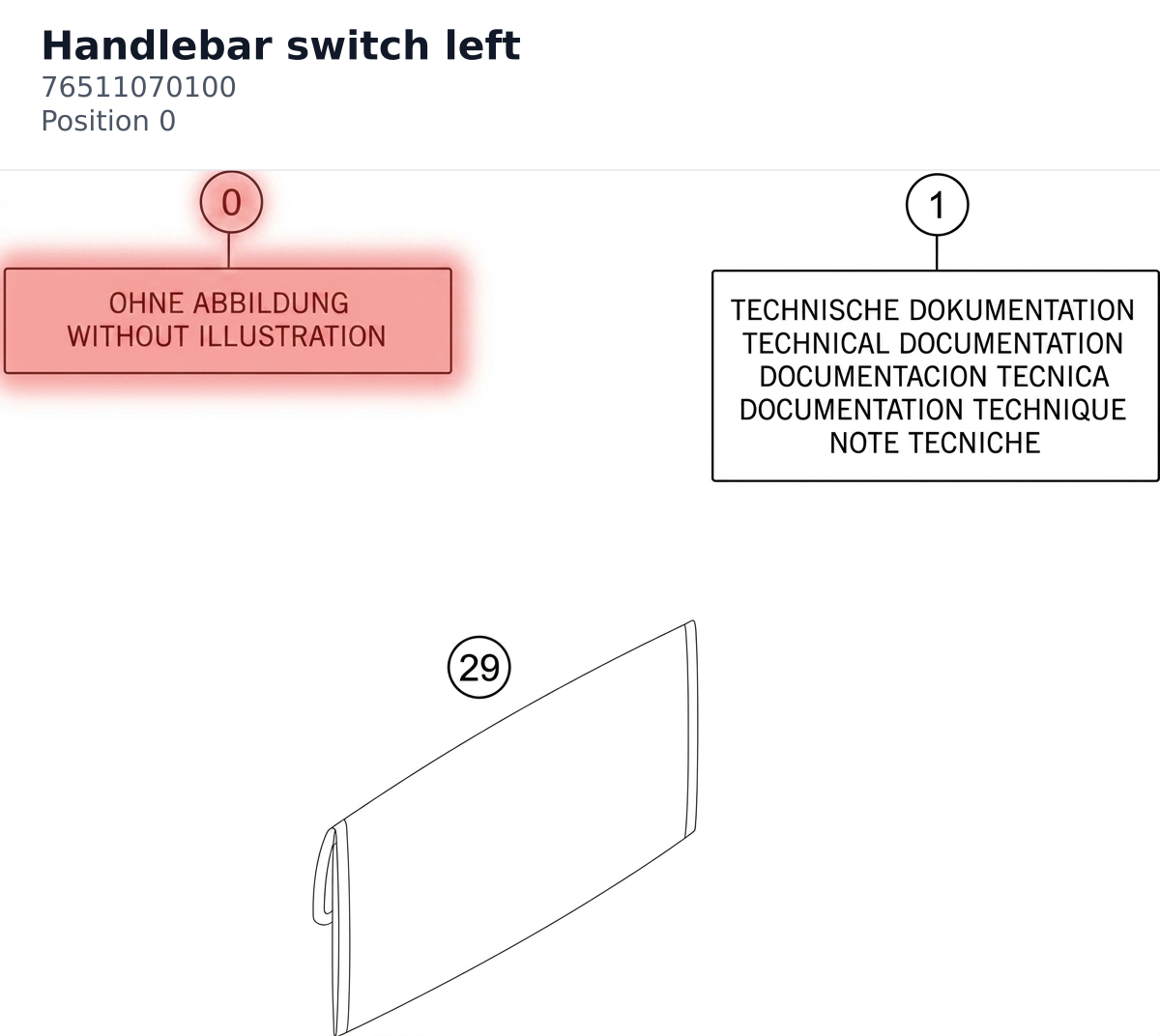 Diagram preview: Handlebar switch left (76511070100)