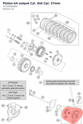 Diagram preview: Piston kit output Cyl. Dot Cpl. 27mm (76132066000)