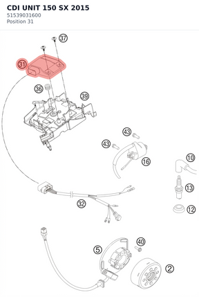 Diagram preview: CDI UNIT 150 SX           2015 (51539031600)