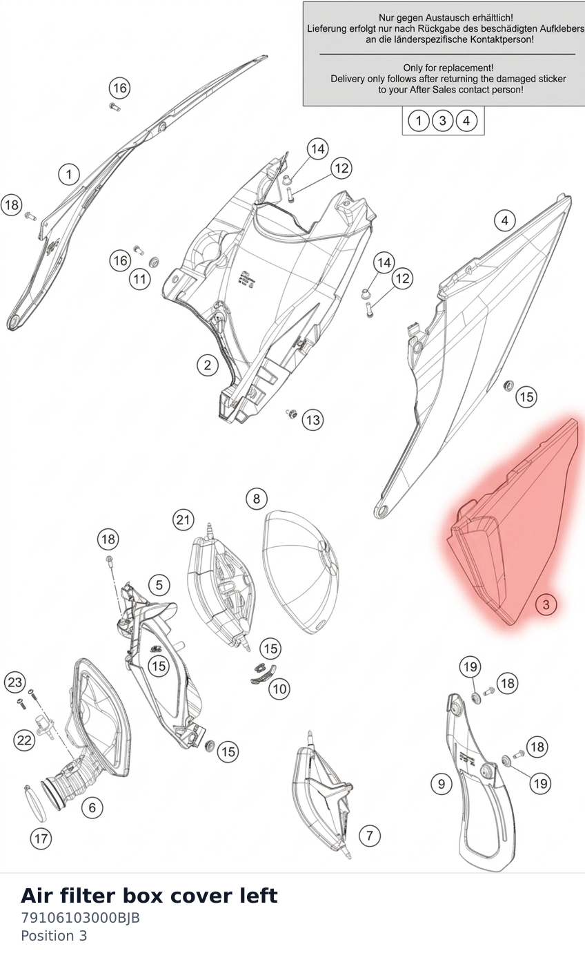 Diagram preview: Air filter box cover left (79106103000BJB)
