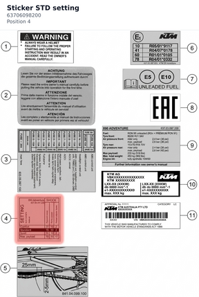 Diagram preview: Sticker STD setting (63706098200)