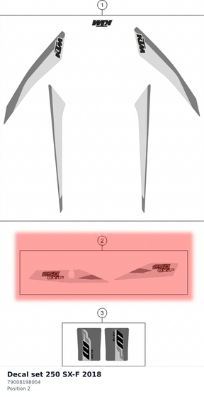 Diagram preview: Decal set 250 SX-F 2018 (79008198004)