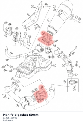 Diagram preview: Manifold gasket 60mm (61305105005)