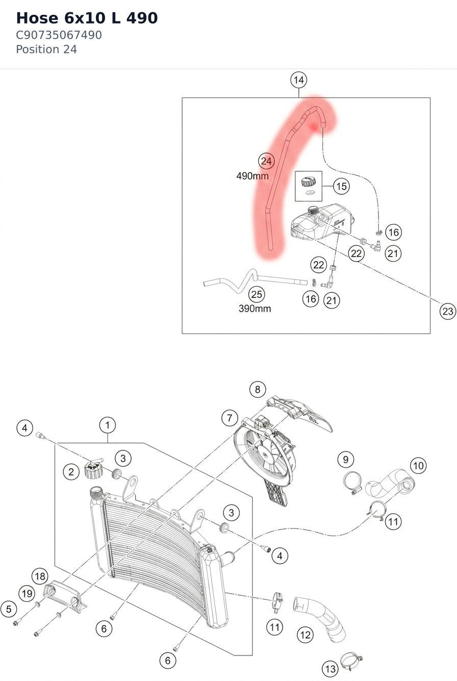 Diagram preview: Hose 6x10 L 490 (C90735067490)
