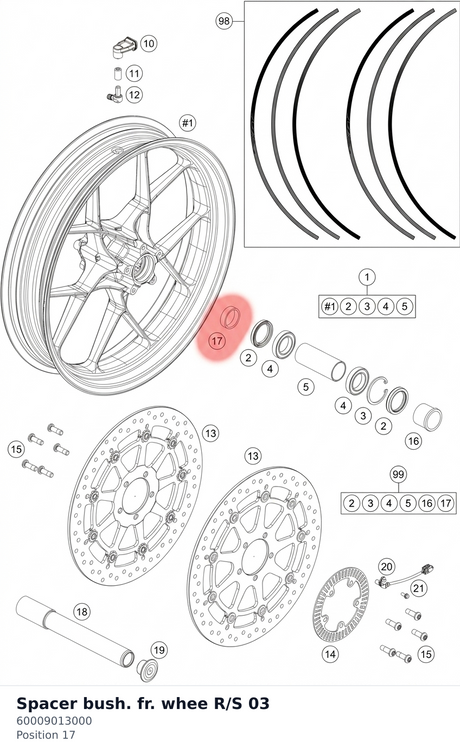 Diagram preview: Spacer bush. fr. whee R/S  03 (60009013000)