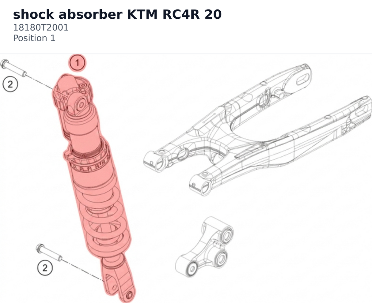Diagram preview: shock absorber KTM RC4R 20 (18180T2001)