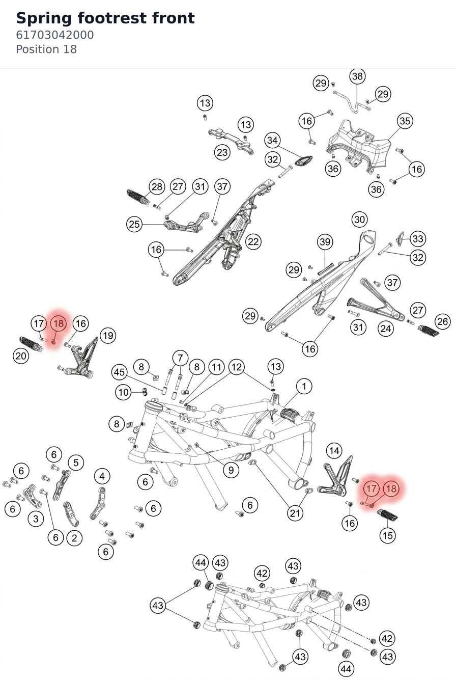 Diagram preview: Spring footrest front (61703042000)