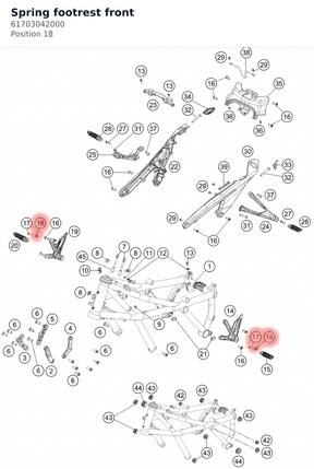 Diagram preview: Spring footrest front (61703042000)