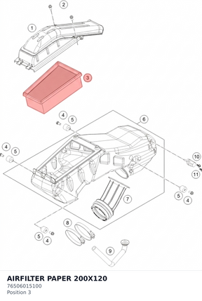 Diagram preview: AIRFILTER PAPER 200X120 (76506015100)