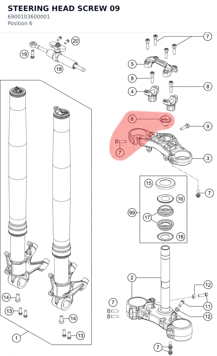 Diagram preview: STEERING HEAD SCREW         09 (6900103600001)