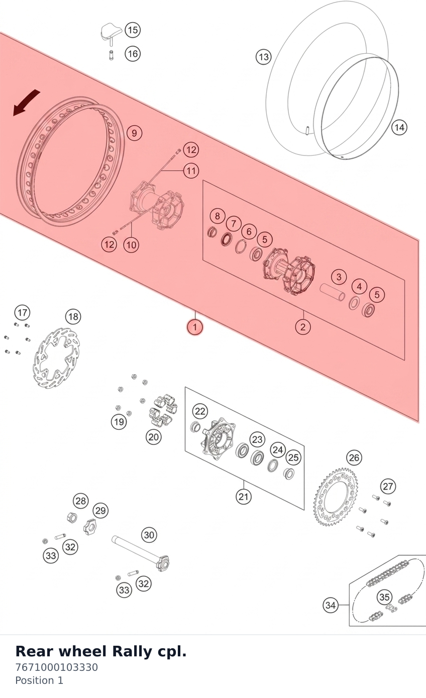 Diagram preview: Rear wheel Rally cpl. (7671000103330)