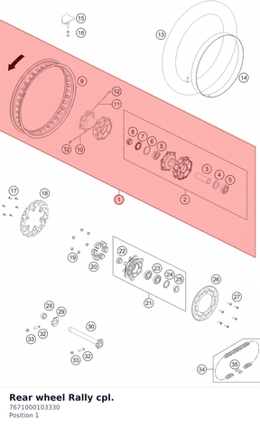 Diagram preview: Rear wheel Rally cpl. (7671000103330)