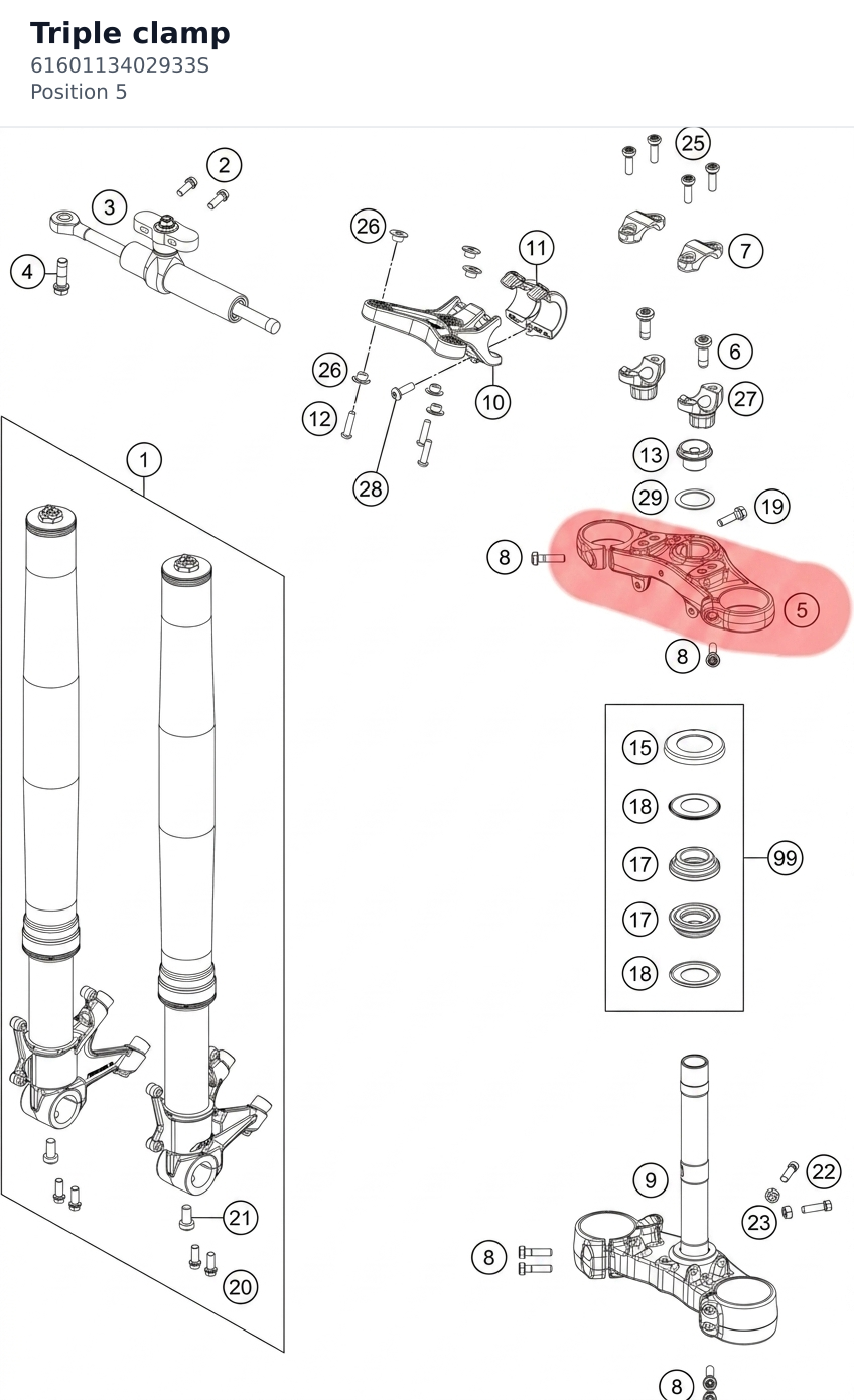 Diagram preview: Triple clamp (6160113402933S)