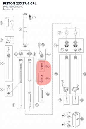 Diagram preview: PISTON 23X37,4 CPL (S622310000S0000)