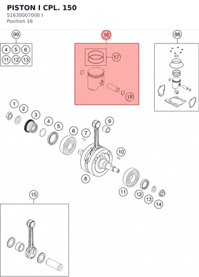 Diagram preview: PISTON I CPL. 150 (51630007000 I)