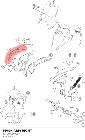 Diagram preview: MASK ARM RIGHT (61408003000BIA)