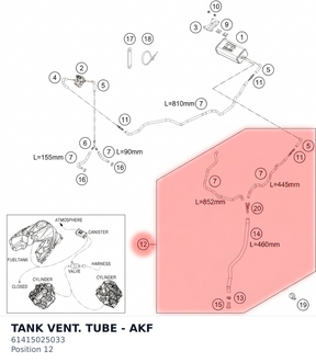 Diagram preview: TANK VENT. TUBE - AKF (61415025033)