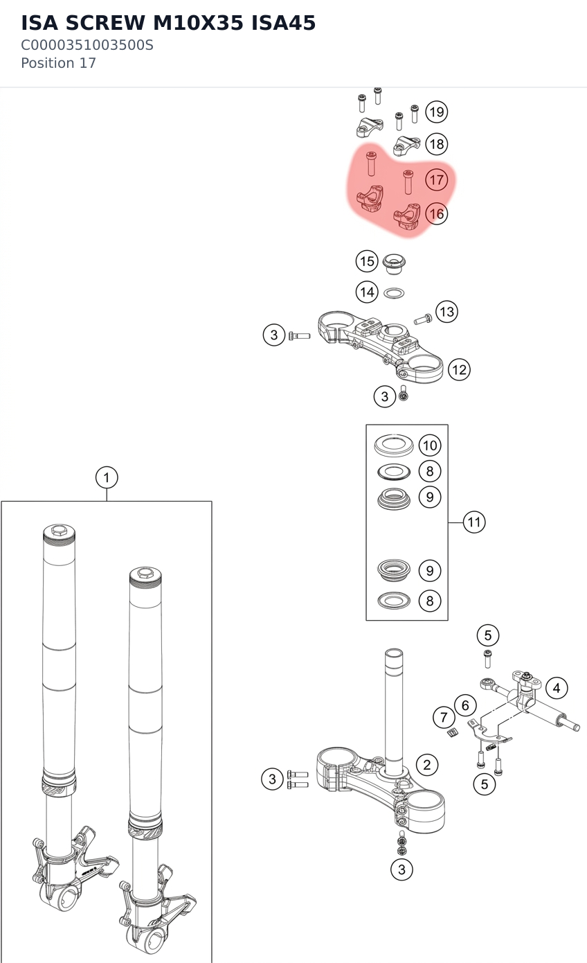 Diagram preview: ISA SCREW M10X35 ISA45 (C0000351003500S)