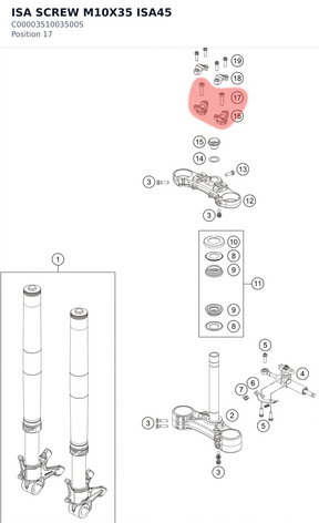Diagram preview: ISA SCREW M10X35 ISA45 (C0000351003500S)