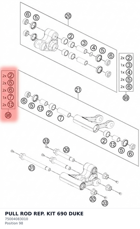 Diagram preview: PULL ROD REP. KIT 690 DUKE (75004083010)