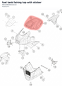 Diagram preview: fuel tank fairing top with sticker (A65308830033CCA)