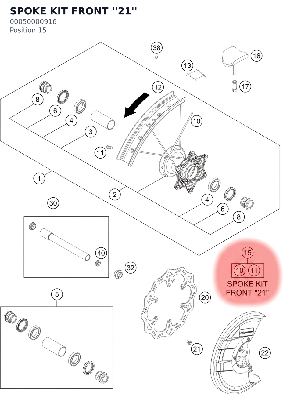 Diagram preview: SPOKE KIT FRONT ''21'' (00050000916)