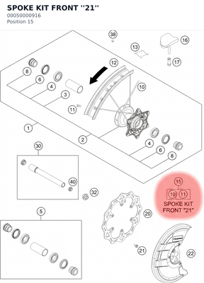 Diagram preview: SPOKE KIT FRONT ''21'' (00050000916)